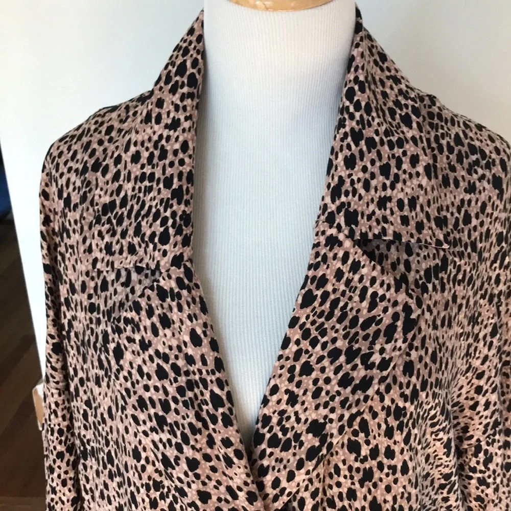 NWT Free People Daria Leopard Maxi Shirtdress Duster Size Large.